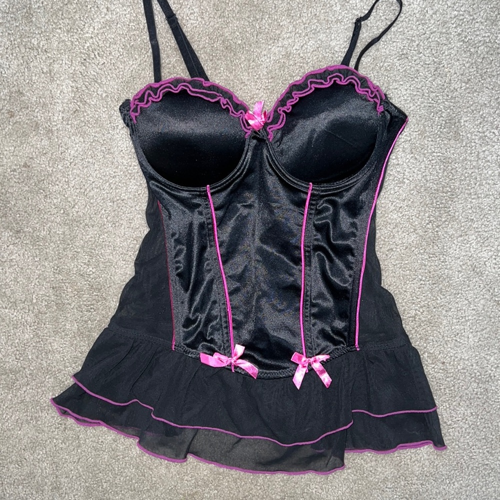 Black Satin Teddy